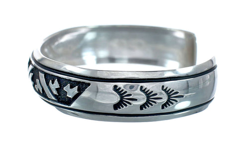 Navajo Authentic Sterling Silver Cuff Bracelet JX128741